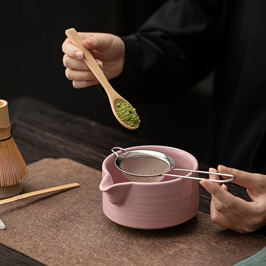 Handmade Bamboo Matcha Tea Set with Bamboo Whisk - Tea Kit for Home & Office, Authentic powder Drink Experience, Ideal Gift for Tea Lovers & Zen, Durable Bamboo for maccha Preparations