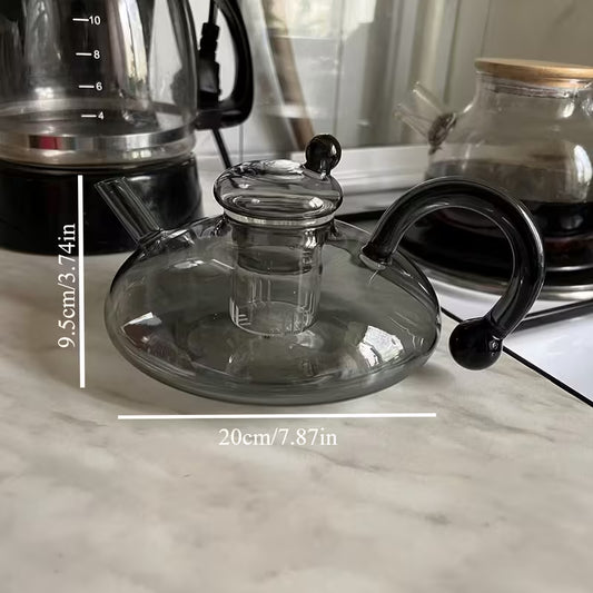 1pc Heat-Resistant Borosilicate Glass Teapot - Thermal Resistant Glass Tea Pot Suitable for Stovetop Use on Ceramic Stoves, Flamable Tea Brewing, Glass Tea Kettle for Tea Lovers & Gift-Giving